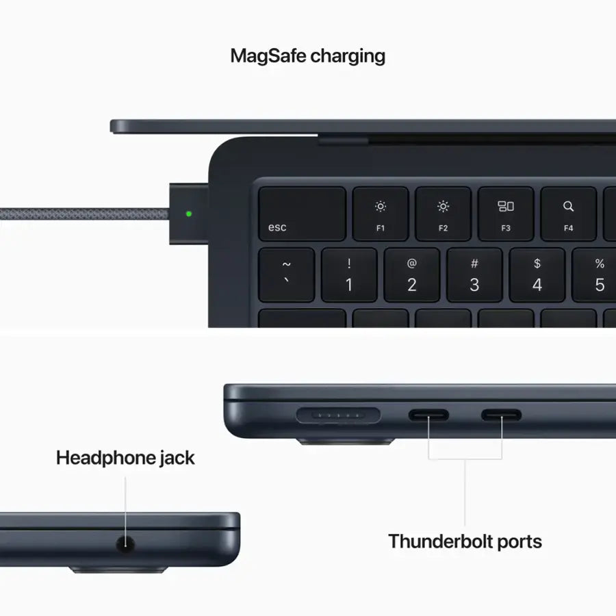 Apple - MacBook Air 13-inch Laptop - Apple M2 chip Built for Apple Intelligence - 16GB Memory - 256GB SSD - Midnight